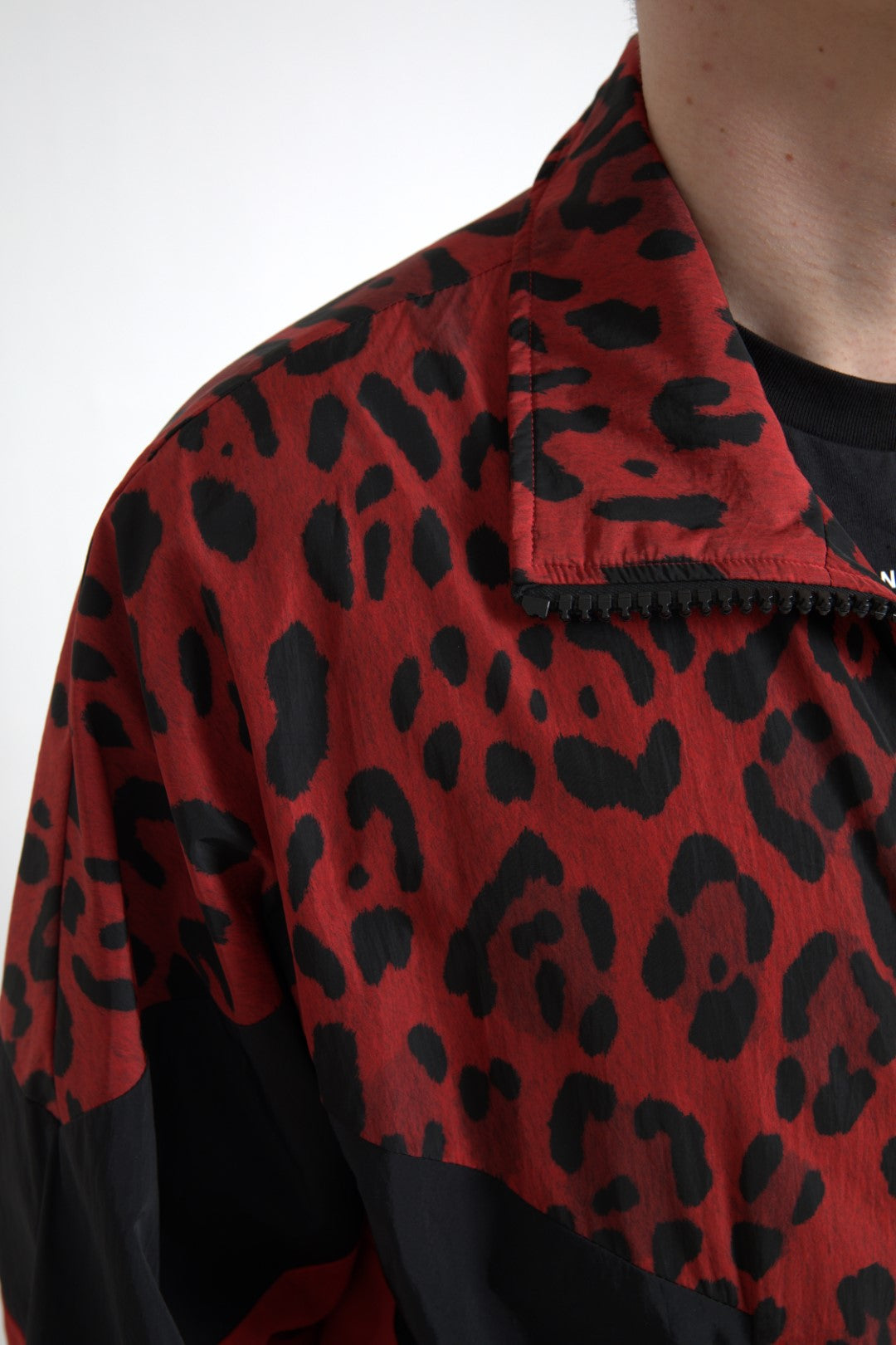 Dolce & Gabbana Red Leopard Zip Sweater Jacket Dolce & Gabbana