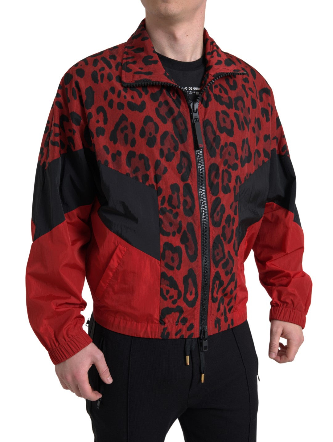 Dolce & Gabbana Red Leopard Zip Sweater Jacket Dolce & Gabbana