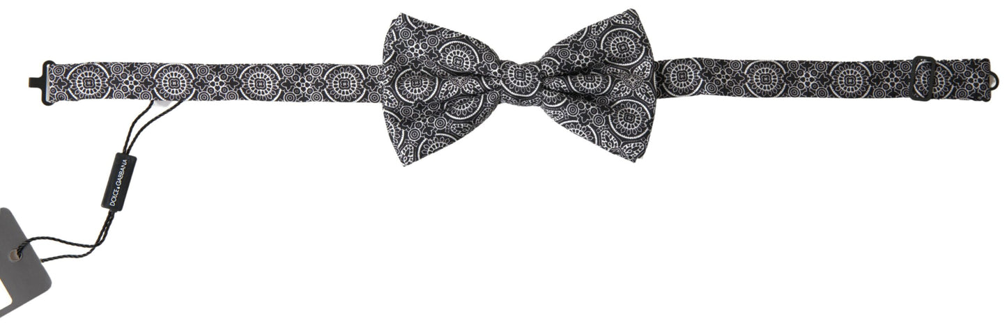 Dolce & Gabbana Elegant Black & White Silk Bow Tie Dolce & Gabbana