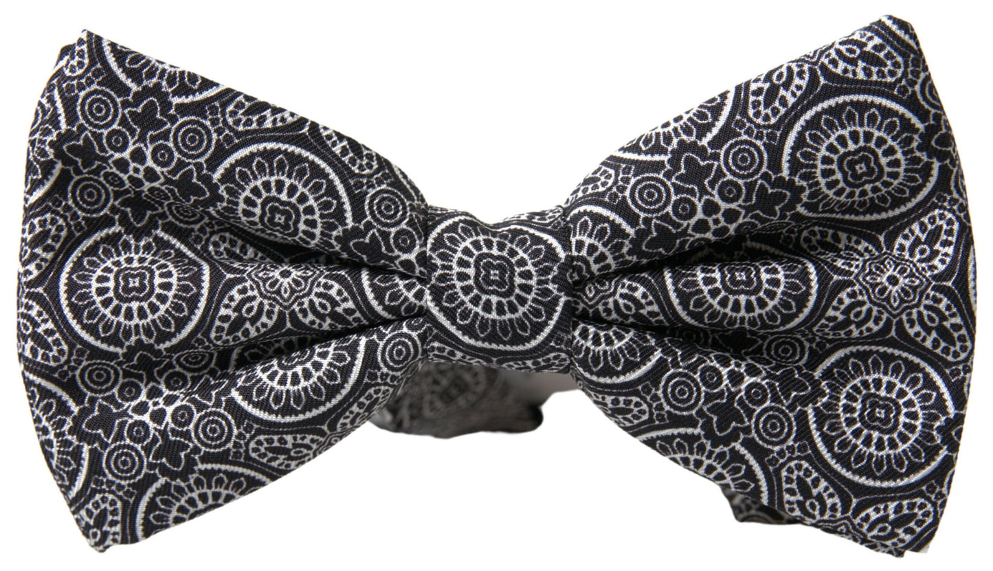 Dolce & Gabbana Elegant Black & White Silk Bow Tie Dolce & Gabbana