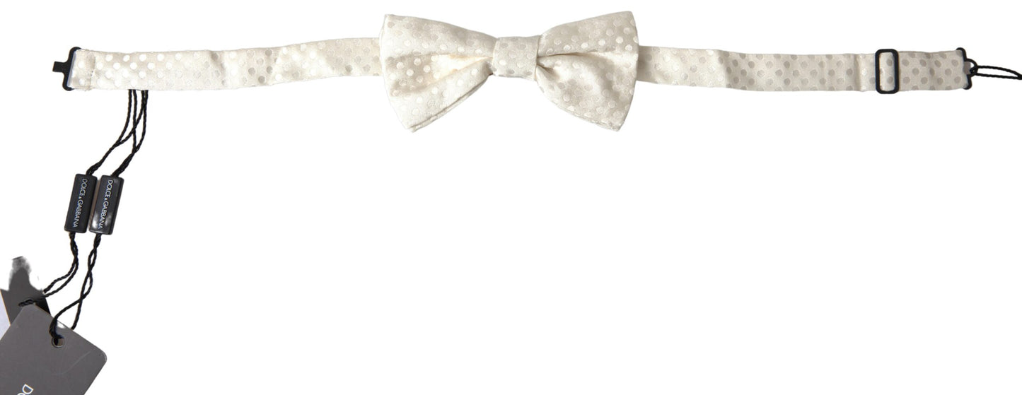 Dolce & Gabbana Elegant Ivory Fantasy Pattern Silk Bow Tie Dolce & Gabbana