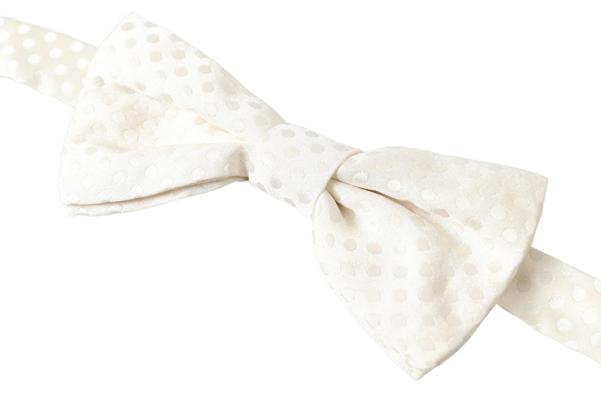 Dolce & Gabbana Elegant Ivory Fantasy Pattern Silk Bow Tie Dolce & Gabbana