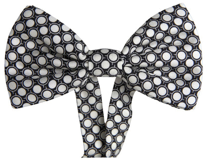 Dolce & Gabbana Elegant Silk Black and White Circle Bow Tie Dolce & Gabbana