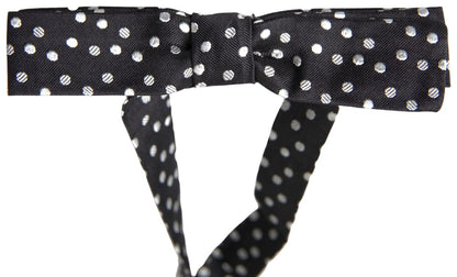 Dolce & Gabbana Elegant Black Silk Bow Tie with Logo Detail Dolce & Gabbana