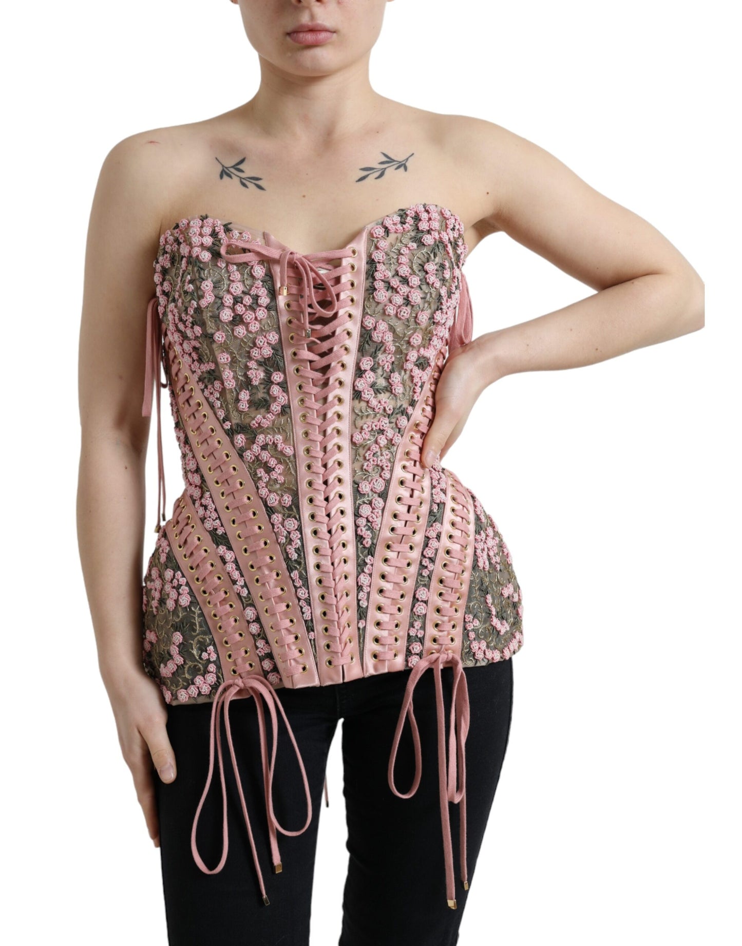 Dolce & Gabbana Silken Nylon Bustier Corset Top in Pink Dolce & Gabbana