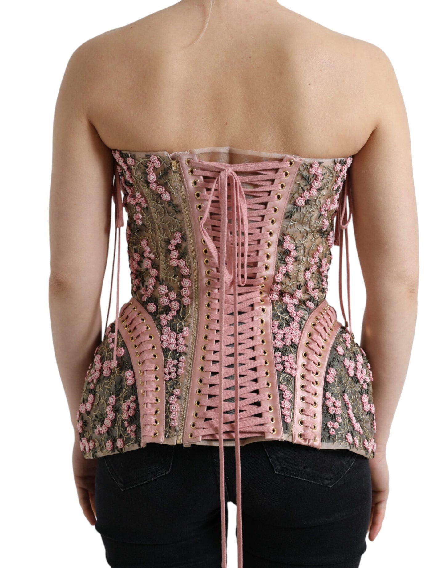 Dolce & Gabbana Silken Nylon Bustier Corset Top in Pink Dolce & Gabbana