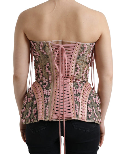 Dolce & Gabbana Silken Nylon Bustier Corset Top in Pink Dolce & Gabbana