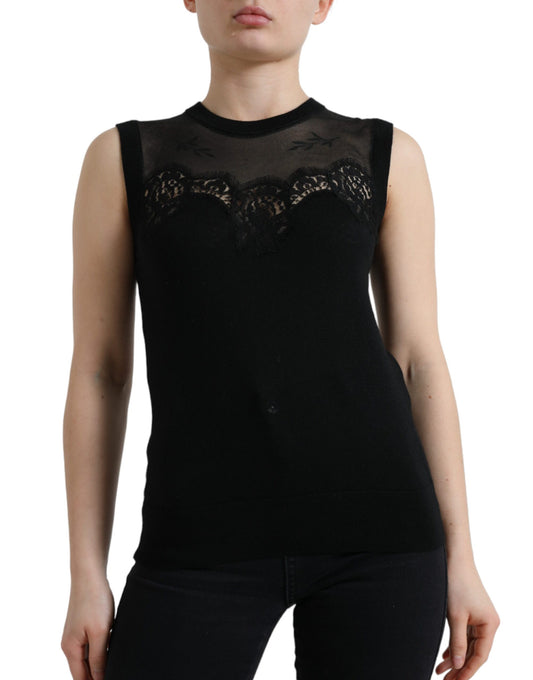 Dolce & Gabbana Elegant Lace Trim Sleeveless Tank Top Dolce & Gabbana