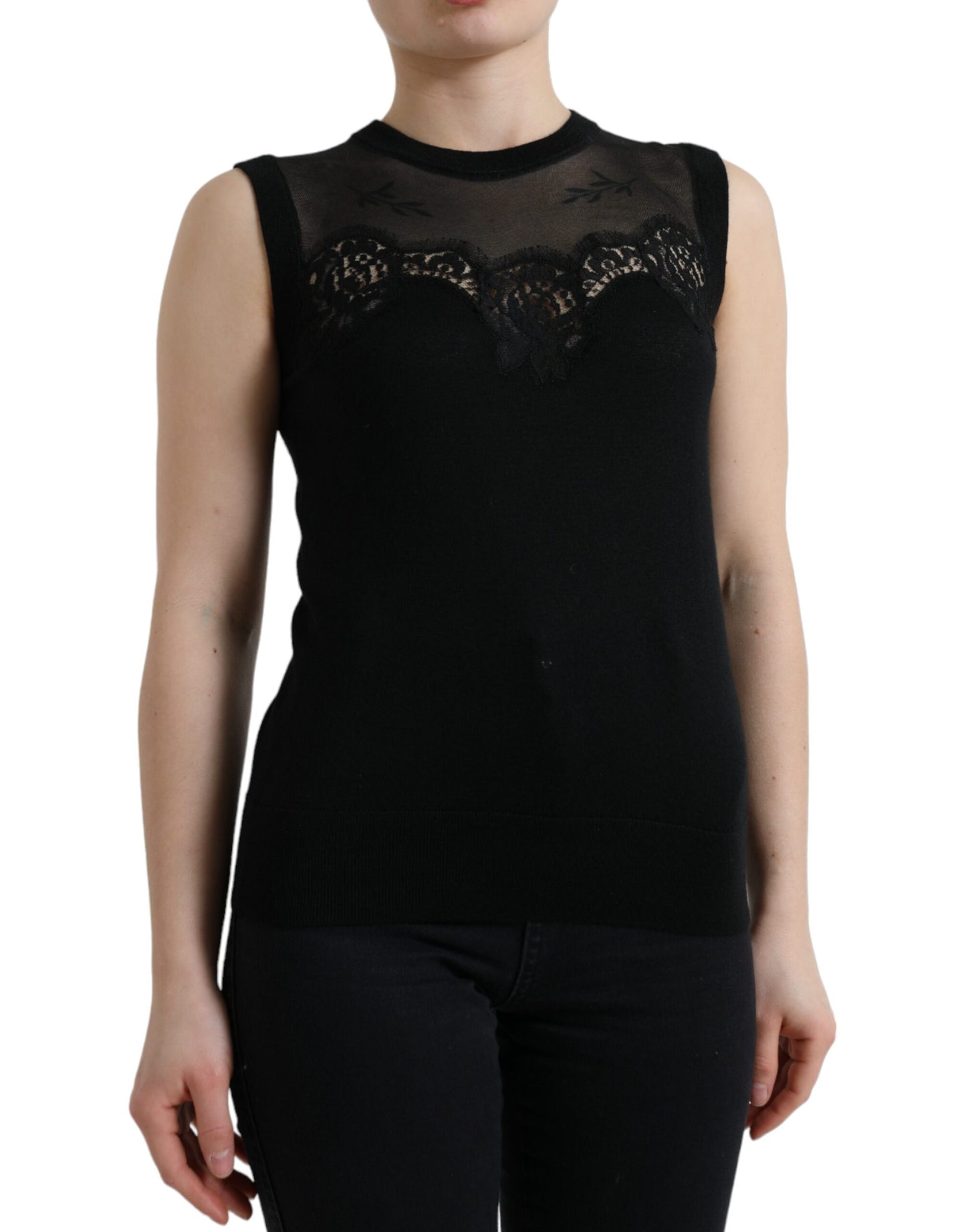 Dolce & Gabbana Elegant Lace Trim Sleeveless Tank Top Dolce & Gabbana