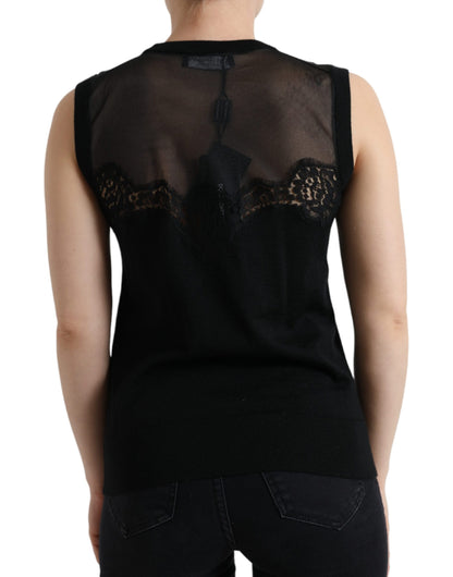 Dolce & Gabbana Elegant Lace Trim Sleeveless Tank Top Dolce & Gabbana