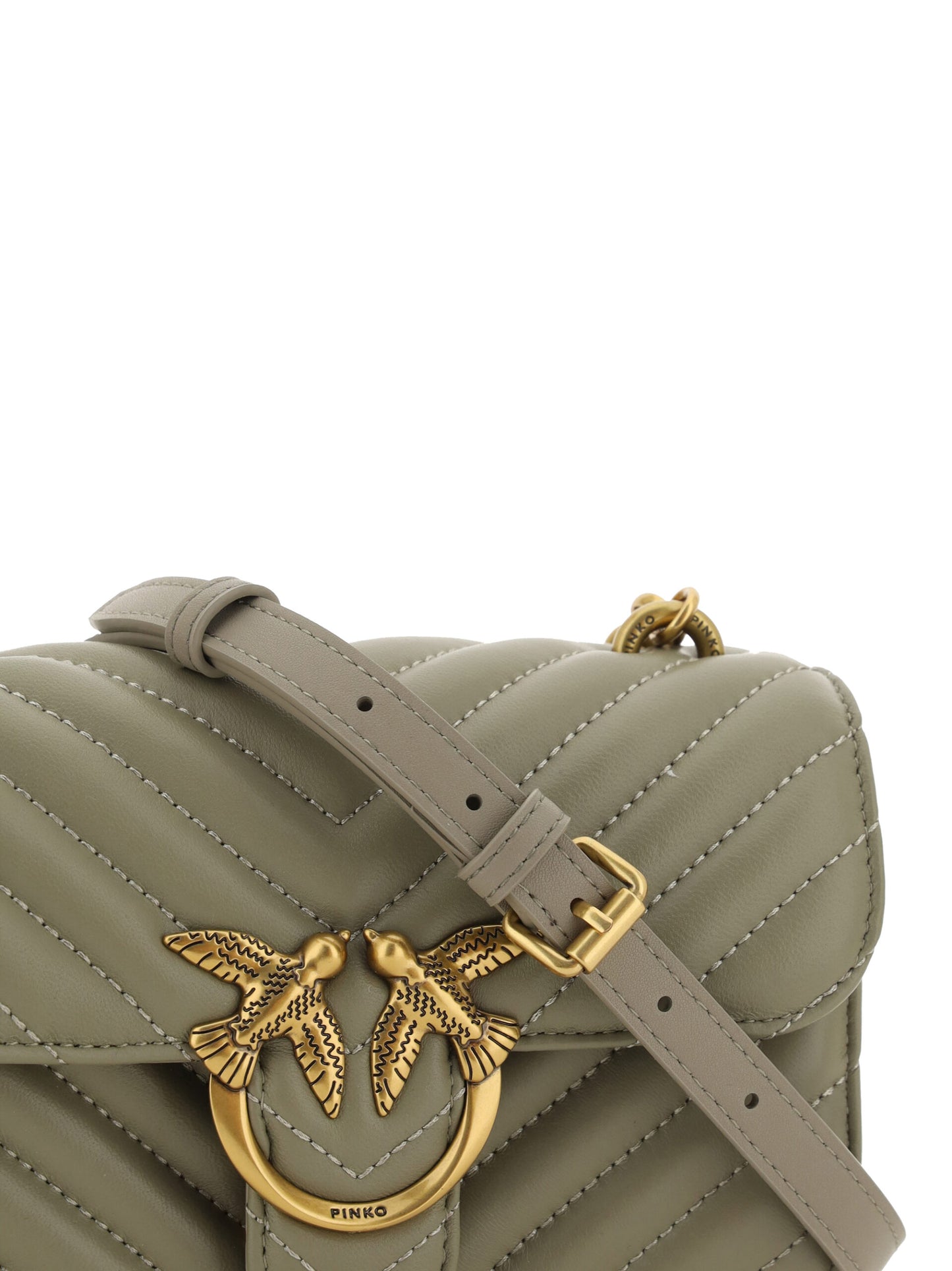 PINKO Chic Mini Love Bell Shoulder Bag in Noce Green PINKO