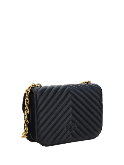 PINKO Elegant Black Quilted Leather Shoulder Bag PINKO