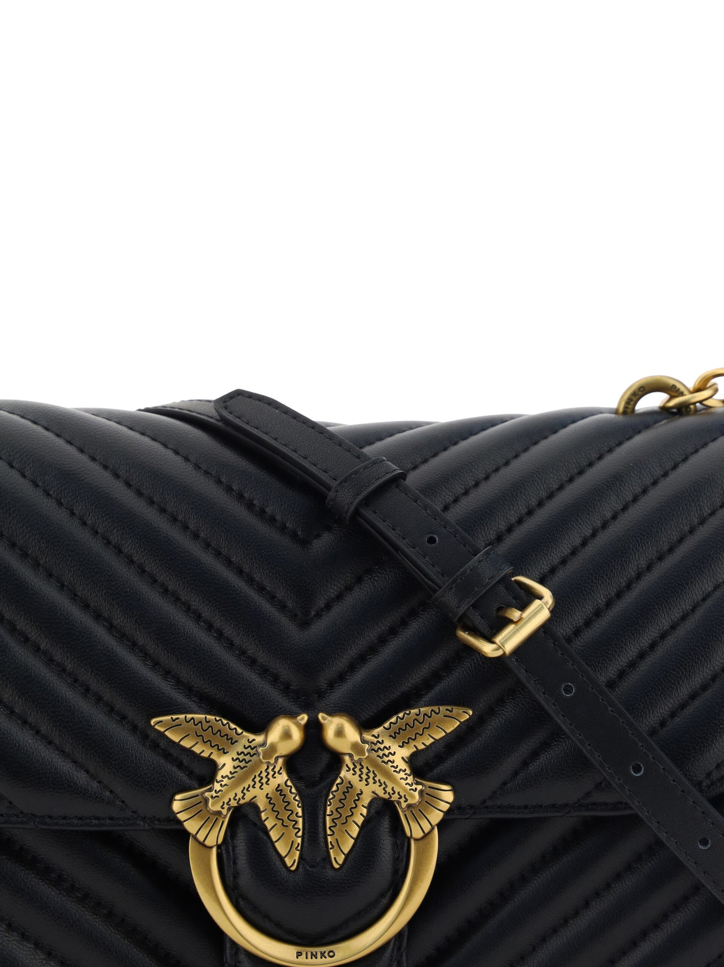 PINKO Elegant Black Quilted Leather Shoulder Bag PINKO