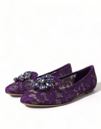 Dolce & Gabbana Elegant Floral Lace Vally Flat Shoes Dolce & Gabbana