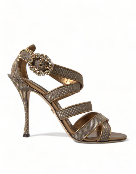 Dolce & Gabbana Bronze Crystal Stiletto Heels Sandals Dolce & Gabbana