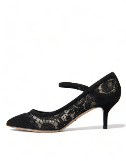 Dolce & Gabbana Elegant Black Taormina Lace Heels Dolce & Gabbana