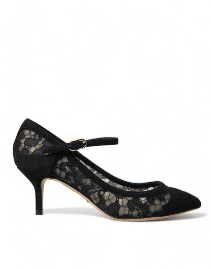 Dolce & Gabbana Elegant Black Taormina Lace Heels Dolce & Gabbana