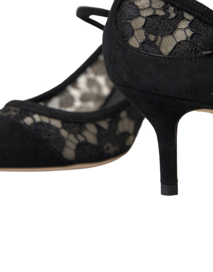 Dolce & Gabbana Elegant Black Taormina Lace Heels Dolce & Gabbana