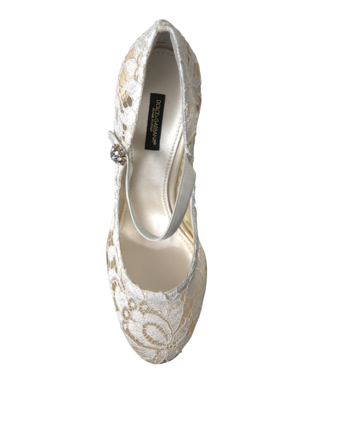 Dolce & Gabbana Chic Lace Block Heels Sandals in Cream White Dolce & Gabbana