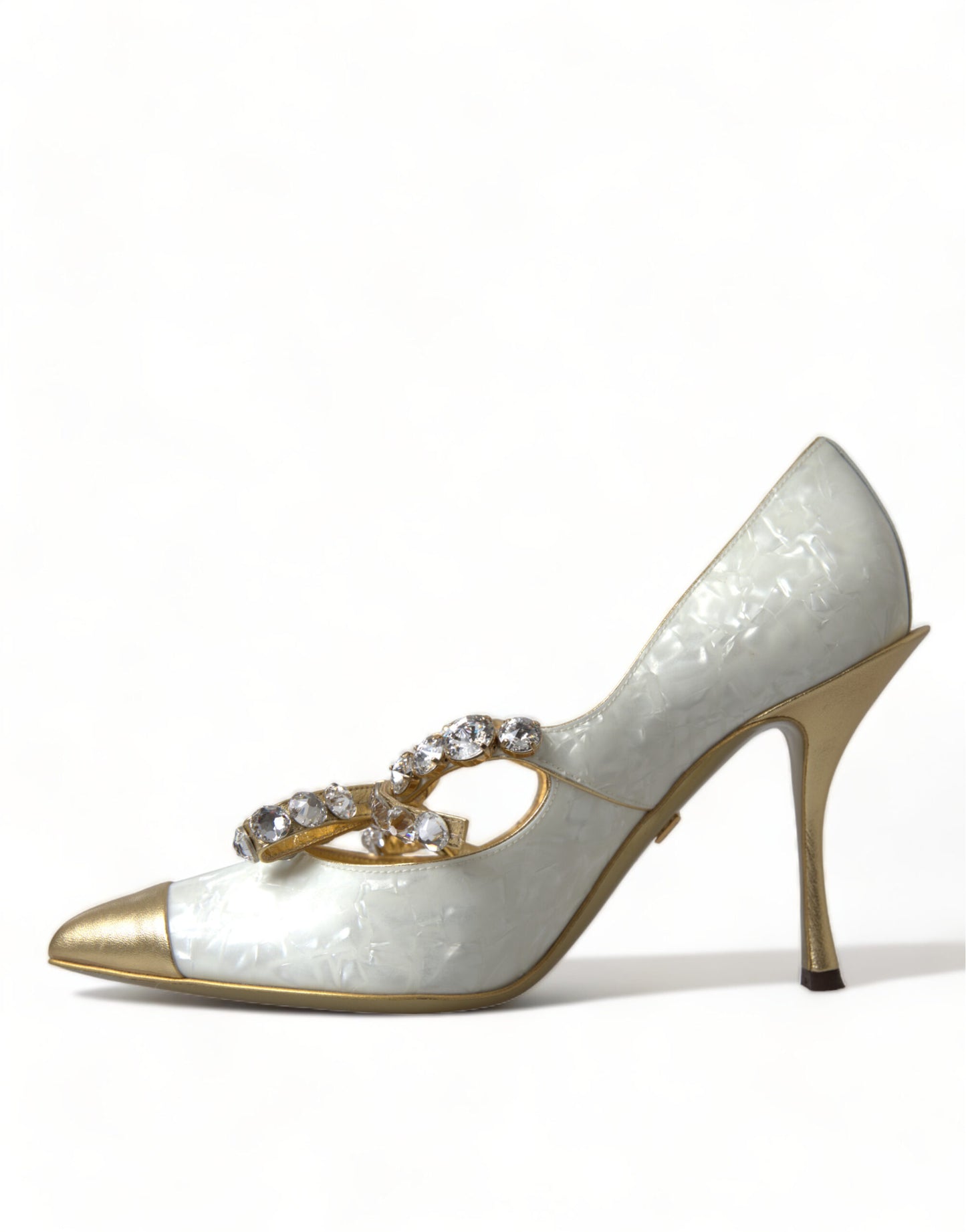 Dolce & Gabbana Elegant White Patent Crystal Bow Heels Dolce & Gabbana