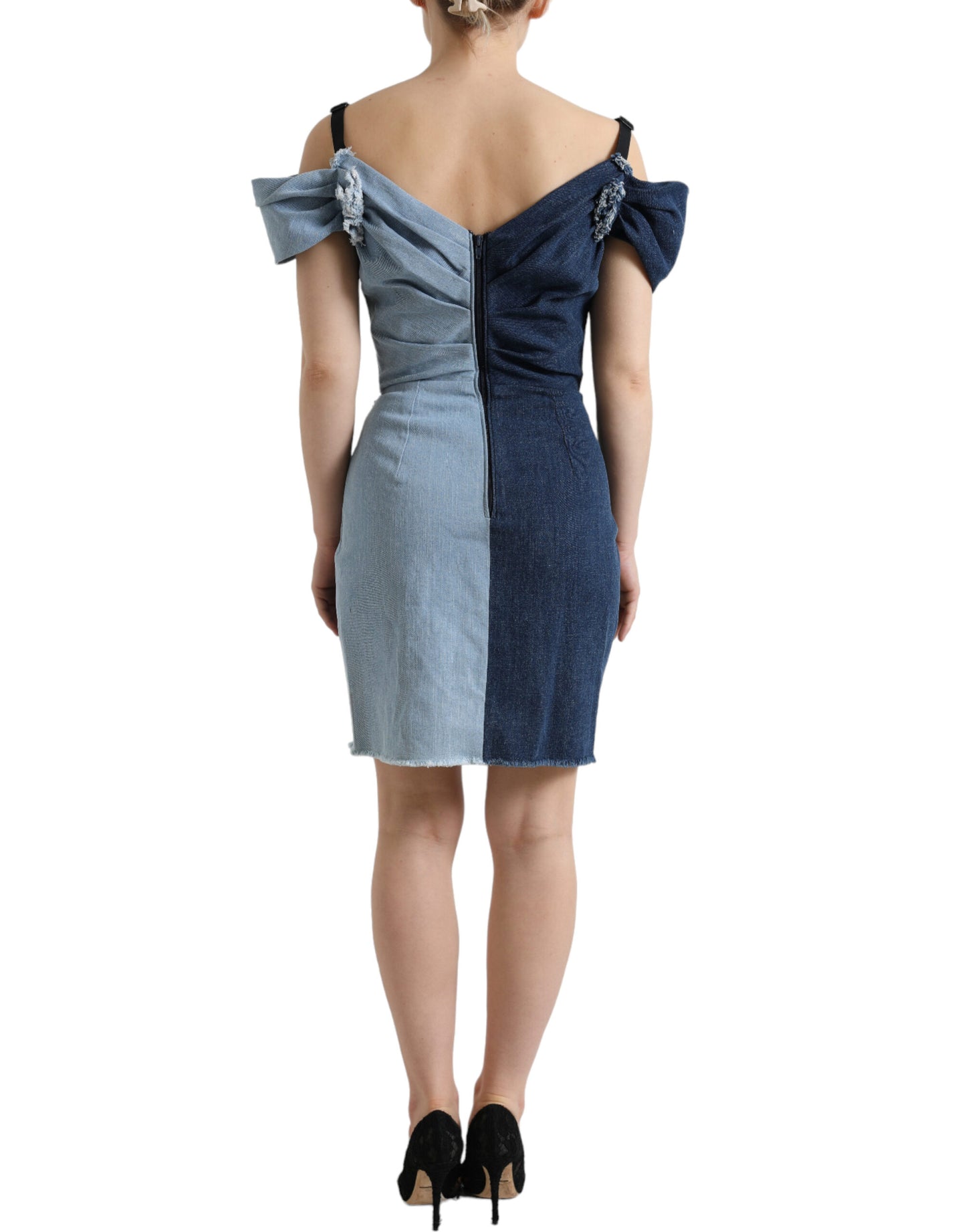 Dolce & Gabbana Elegant Two-Tone Blue Sheath Dress Dolce & Gabbana