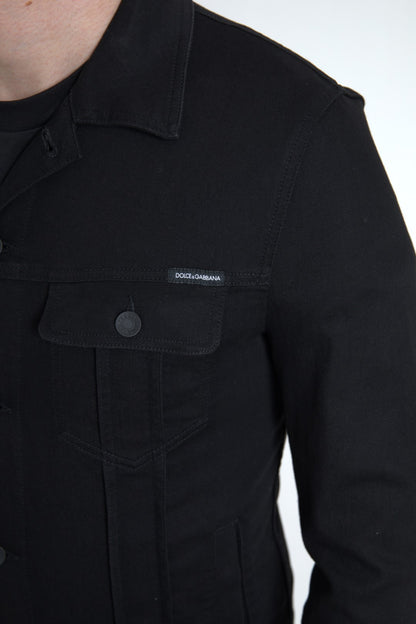 Dolce & Gabbana Elegant Black Denim Logo Jacket Dolce & Gabbana