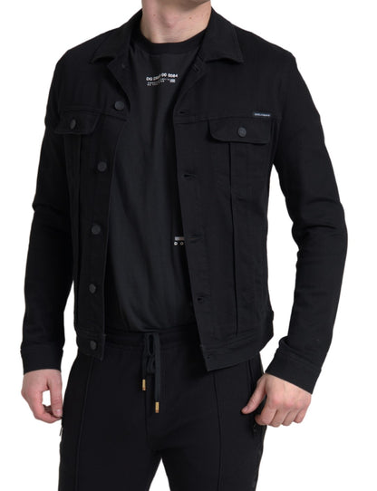 Dolce & Gabbana Elegant Black Denim Logo Jacket Dolce & Gabbana