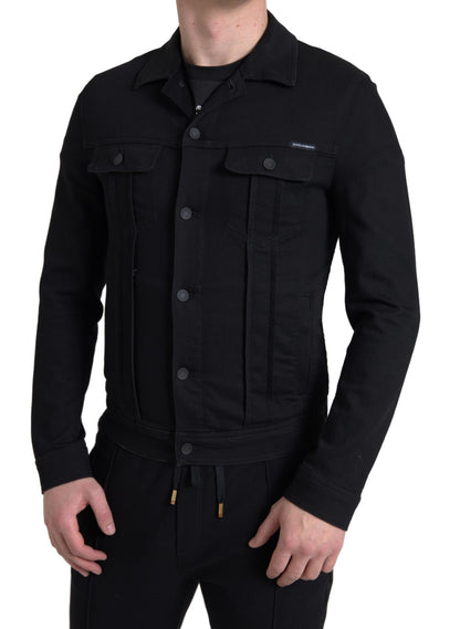 Dolce & Gabbana Elegant Black Denim Logo Jacket Dolce & Gabbana