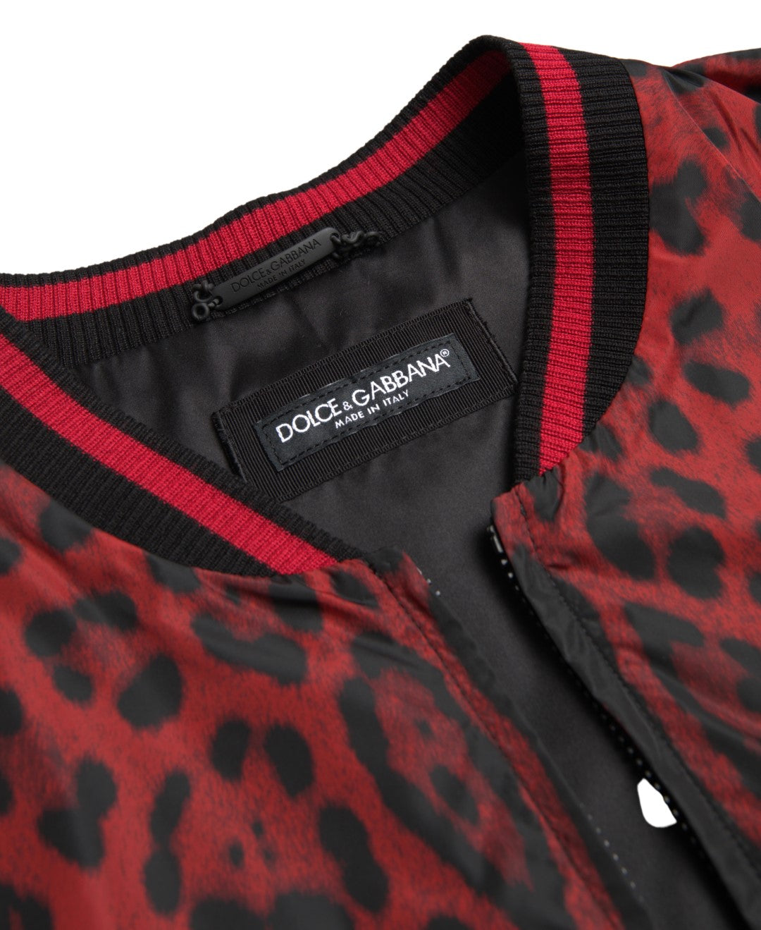 Dolce & Gabbana Red Leopard Print Bomber Jacket Dolce & Gabbana