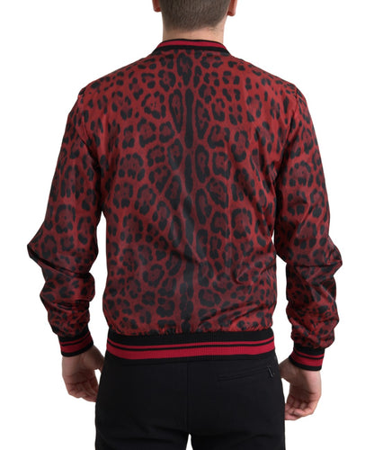 Dolce & Gabbana Red Leopard Print Bomber Jacket Dolce & Gabbana