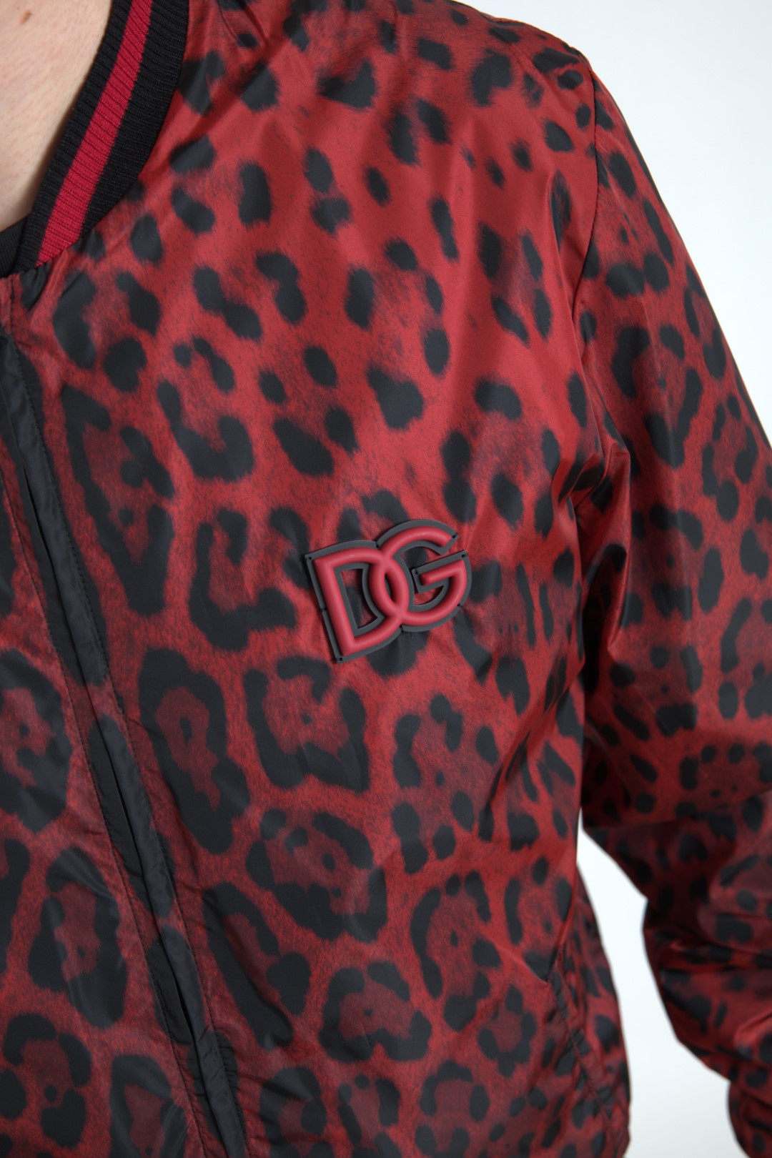 Dolce & Gabbana Red Leopard Print Bomber Jacket Dolce & Gabbana