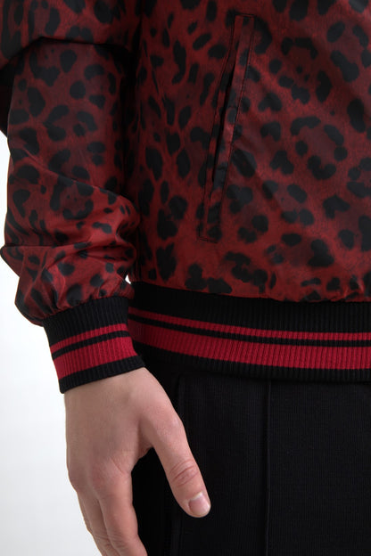 Dolce & Gabbana Red Leopard Print Bomber Jacket Dolce & Gabbana