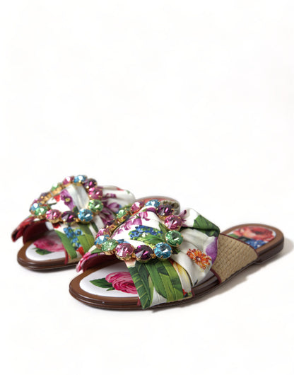 Dolce & Gabbana Exquisite Floral Print Flat Sandals Dolce & Gabbana