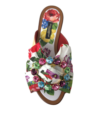 Dolce & Gabbana Exquisite Floral Print Flat Sandals Dolce & Gabbana