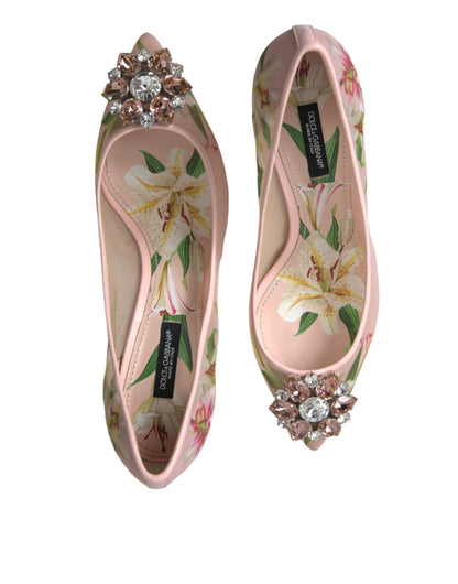 Dolce & Gabbana Elegant Pink Floral Crystal Pumps Dolce & Gabbana