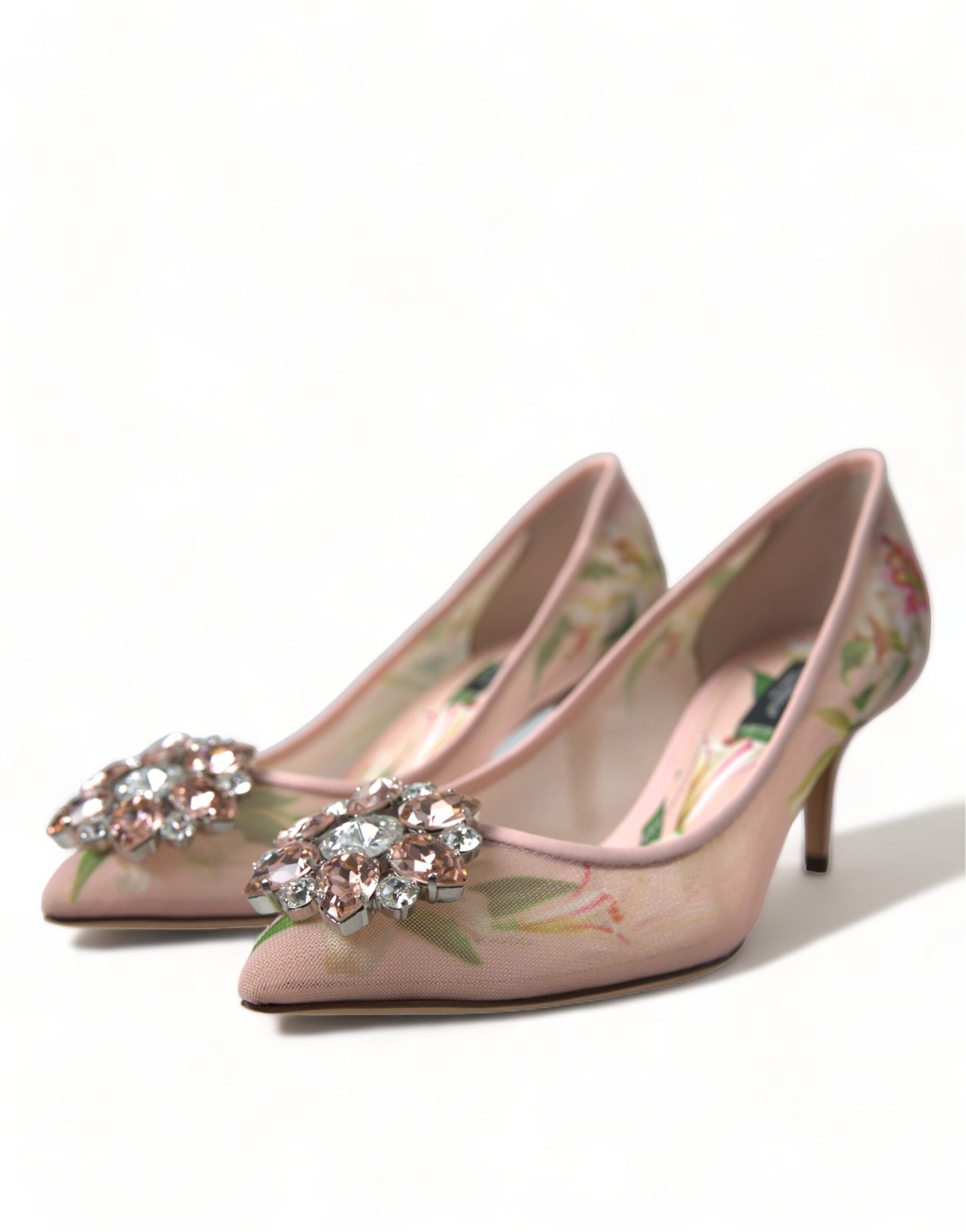 Dolce & Gabbana Elegant Pink Floral Crystal Pumps Dolce & Gabbana