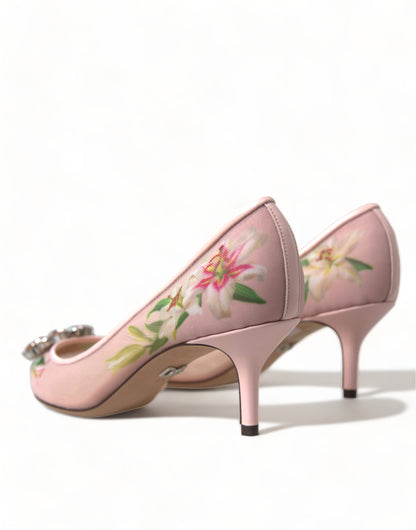 Dolce & Gabbana Elegant Pink Floral Crystal Pumps Dolce & Gabbana