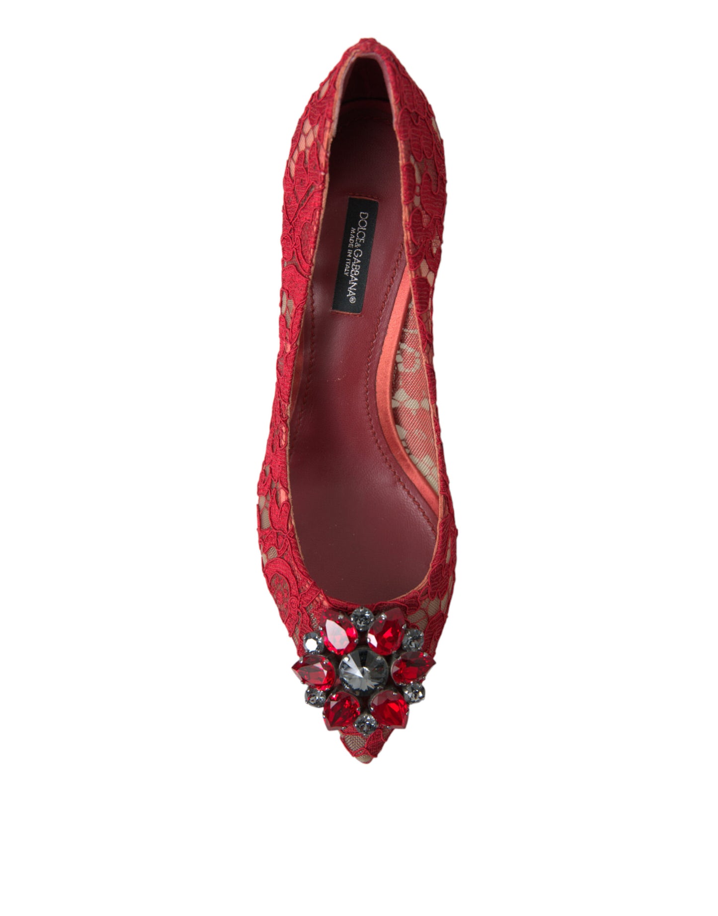 Dolce & Gabbana Radiant Red Lace Heels with Crystals Dolce & Gabbana