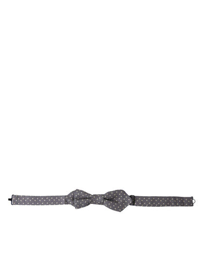 Dolce & Gabbana Elegant Silk Gray Polka Dot Bow Tie Dolce & Gabbana