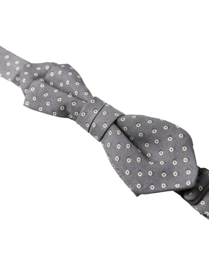 Dolce & Gabbana Elegant Silk Gray Polka Dot Bow Tie Dolce & Gabbana