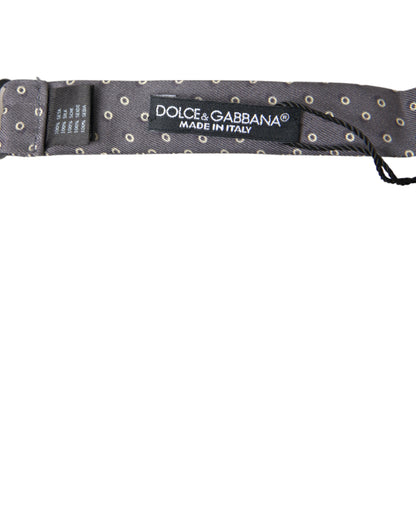 Dolce & Gabbana Elegant Silk Gray Polka Dot Bow Tie Dolce & Gabbana