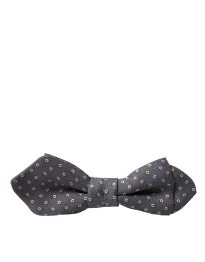 Dolce & Gabbana Elegant Silk Gray Polka Dot Bow Tie Dolce & Gabbana