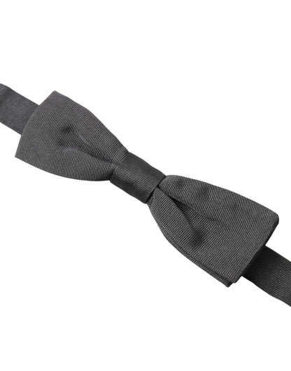 Dolce & Gabbana Elegant Silk Dark Gray Bow Tie Dolce & Gabbana