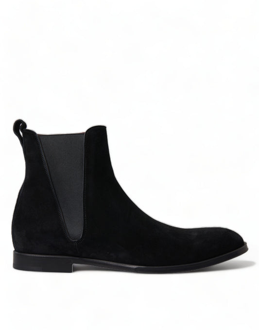 Dolce & Gabbana Elegant Black Velvet Mid-Calf Boots Dolce & Gabbana