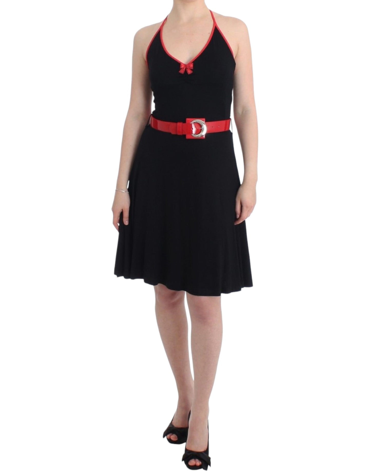 Roccobarocco Elegant Black Palladio Knee-Length Dress Roccobarocco