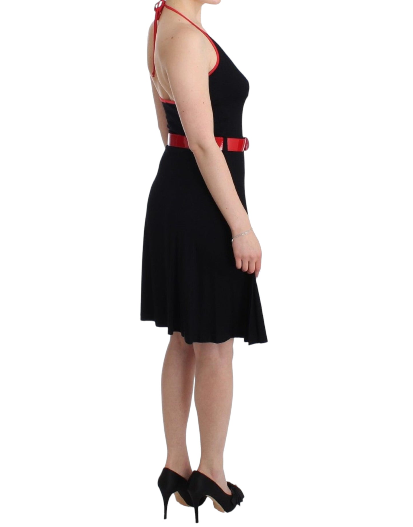 Roccobarocco Elegant Black Palladio Knee-Length Dress Roccobarocco