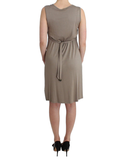 Roccobarocco Studded Sheath Knee-Length Dress in Beige Roccobarocco