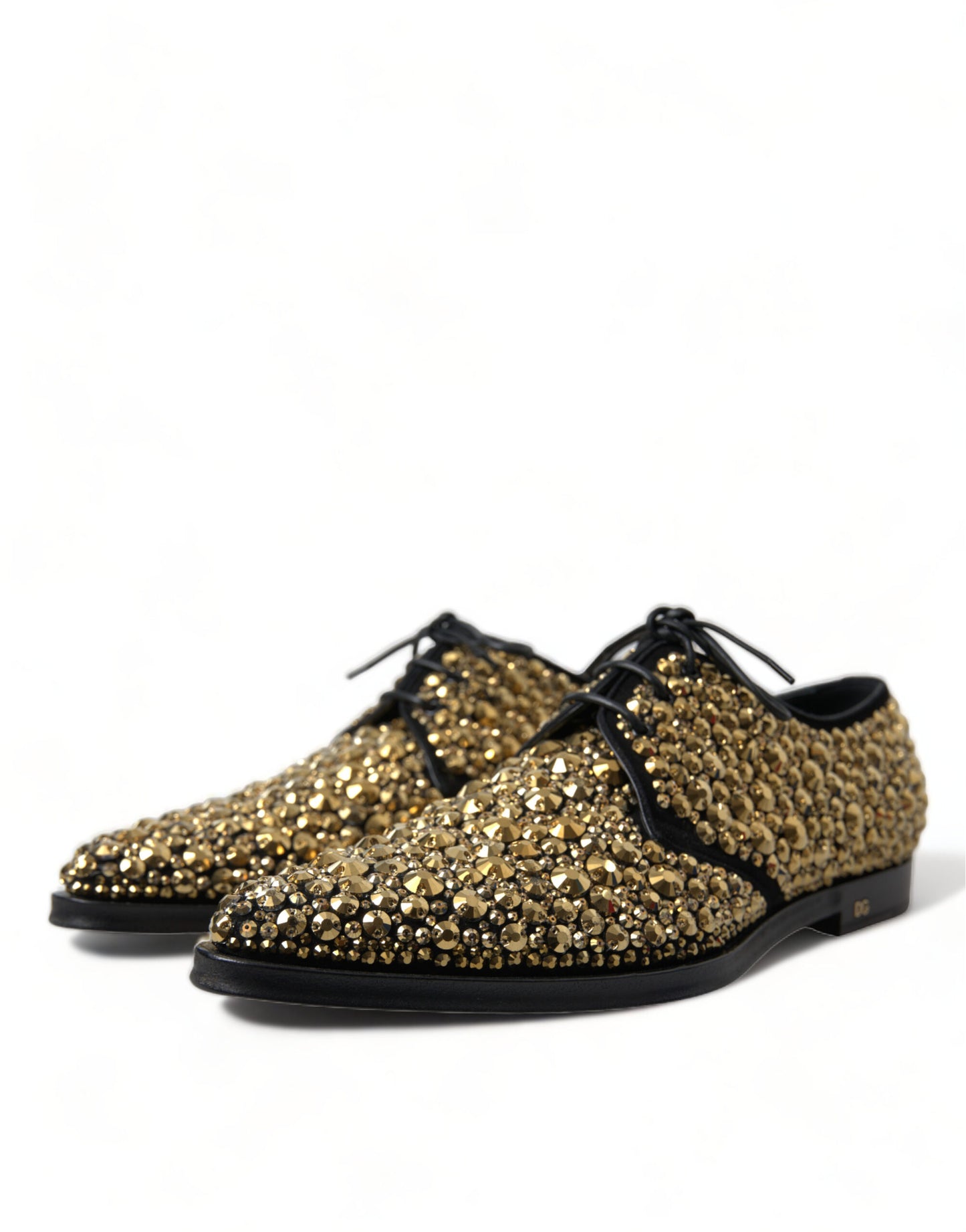 Dolce & Gabbana Elegant Gold Black Suede Derby Dress Shoes Dolce & Gabbana