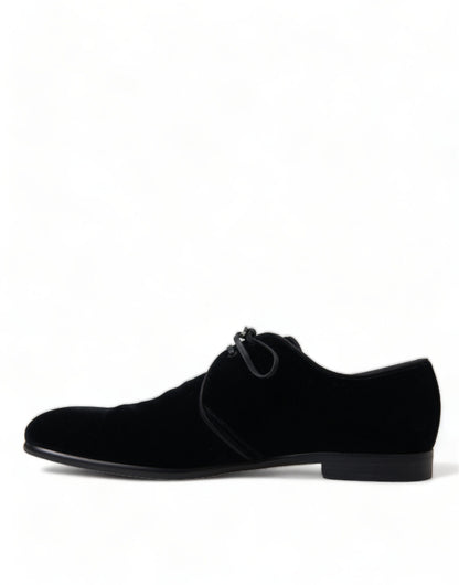 Dolce & Gabbana Elegant Black Velvet Derby Dress Shoes Dolce & Gabbana