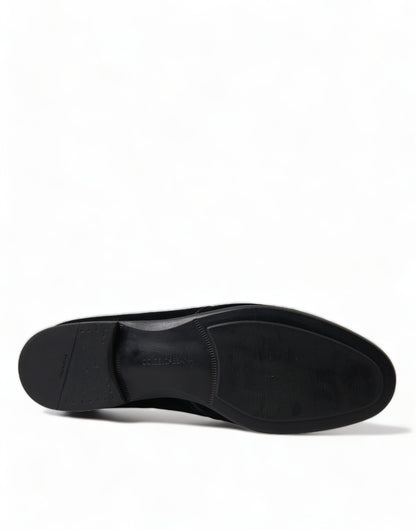 Dolce & Gabbana Elegant Black Velvet Derby Dress Shoes Dolce & Gabbana